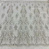 1 Yard Silver Beaded Lace Fabric Embroidered on 100% Polyester Net Mesh 52 Inch Width