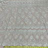 1 Yard White Beaded & Corded Bridal Lace Fabric, 51" Wide Embroidered Polyester Mesh