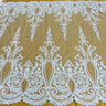 1 Yard Gold Metallic Beaded & Corded Bridal Lace Fabric, Embroidered Polyester Net Mesh, 54" Wide
