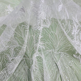 1 Yard Elegant Beaded Lace Fabric Embroidered on Premium Polyester Net Mesh 52