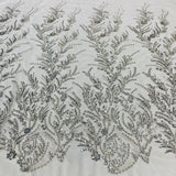 1 Yard Luxury Beaded Lace Fabric Embroidered on Polyester Net Mesh Width 51 Inches