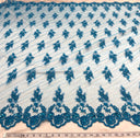 1 Yard Beaded Corded Lace Fabric Embroidered Elegant Mesh Bridal Gown 53" Width
