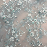 1 Yard Beaded Lace Fabric Embroidered Pearl Sequin Bridal Mesh Wedding Dress 54" Width