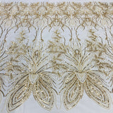 1 Yard Elegant Beaded Lace Fabric Embroidered on Premium Polyester Net Mesh 52