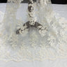 1 Yard Elegant Beaded Corded Bridal Lace Fabric Embroidered on Premium Mesh 51