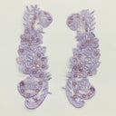 1 Pair Beaded Lace Applique Embroidered on 100% Polyester Organza 9" x 3" Each Side