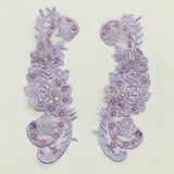 1 Pair Beaded Lace Applique Embroidered on 100% Polyester Organza 9" x 3" Each Side