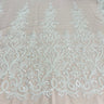 1 Yard Beaded Lace Fabric Embroidered with Fuzzy Thread & Sequins on Polyester Net Mesh for Bridal, Evening & Couture Gowns 49" Wide