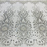 1 Yard Beaded Lace Fabric on Polyester Net Mesh, Embroidered Lace Materia, 52" Wide