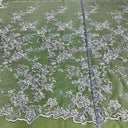 1 Yard Opulent Beaded & Corded Bridal Lace Fabric Embroidered on Polyester Net Mesh Perfect for Wedding & Evening Couture 53" Wide