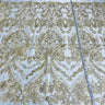 1 Yard Elegant Corded Bridal Lace Fabric Embroidered on Premium Polyester Mesh 48