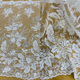 Beaded Lace Fabric Embroidered on Polyester Net Mesh 50" Wide Bridal & Evening Fabric, Lace USA