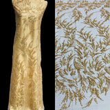 1 Yard Beaded Lace Fabric Embroidered on 100% Polyester Net Mesh 54 Inch Width