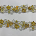 1 Yard Elegant Beaded & Corded Lace Trimming Embroidered on 100% Polyester Organza for Special Occasion Dresses 2 Inch Width