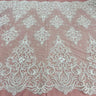 1 Yard Gold Beaded and Corded Bridal Lace Fabric Embroidered on 100 Percent Polyester Net Mesh 56 Inch Width