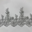 1 Yard Beaded & Corded Embroidered Lace Trim 5.5" Wide 100% Polyester Mesh Net for Bridal & Special Occasion