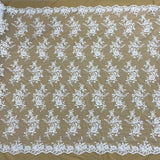 1 Yard Corded Bridal Lace Fabric Embroidered Net Mesh Sage Pink 53" Width