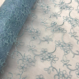 1 Yard Fuchsia Corded Bridal Lace Fabric Embroidered Polyester Net Mesh 54 Inch Width