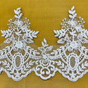 1 Yard Elegant Corded Lace Trimming Embroidered on 100% Polyester Net Mesh for Bridal and Evening Dresses 8 Inch Width