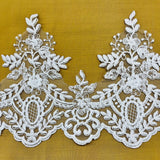 1 Yard Elegant Corded Lace Trimming Embroidered on 100% Polyester Net Mesh for Bridal and Evening Dresses 8 Inch Width