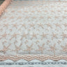 1 Yard Peach Beaded Lace Fabric Embroidered Polyester Net Mesh 53 Inch Width