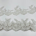 1 Yard Beaded Corded Lace Trimming on Net Mesh for Bridal Dresses 3.25 Inch Width