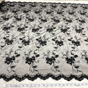1 Yard Black Beaded Lace Fabric with Sequins and Pearls for Bridal and Evening Gowns, 51 Inches Wide
