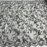 1 Yard Beaded Rhinestone 3D Floral Lace Fabric for Bridal Dresses Dance Costumes 50" Width