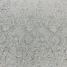 1 Yard Silver Beaded Lace Fabric Embroidered on 100% Polyester Net Mesh 52 Inch Width