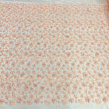 1 Yard Beaded 3D Floral Lace Fabric Embroidered Couture Mesh Dress 49" Width