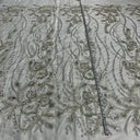 1 Yard Beaded Lace Fabric on Polyester Net Mesh, Embroidered Lace Fabric, 52" Width, GD 2917