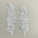 1 Pair Beaded Lace Applique Embroidered on 100% Polyester Organza 9" x 2.5" Each Side