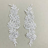 1 Pair Beaded Lace Applique Embroidered on 100% Polyester Organza 9" x 2.5" Each Side