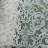 1 Yard Beaded Corded Bridal Lace Fabric on Polyester Net Mesh, 53" Wide, Elegant Embroidered Design