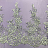 1 Yard Corded Lace Trimming Embroidered on 100% Polyester Net Mesh 15? Wide