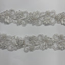 1 Yard Elegant Beaded & Corded Lace Trimming Embroidered on 100% Polyester Organza for Special Occasion Dresses 2 Inch Width