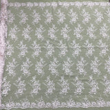 1 Yard Corded Bridal Lace Fabric Embroidered Net Mesh Sage Pink 53" Width