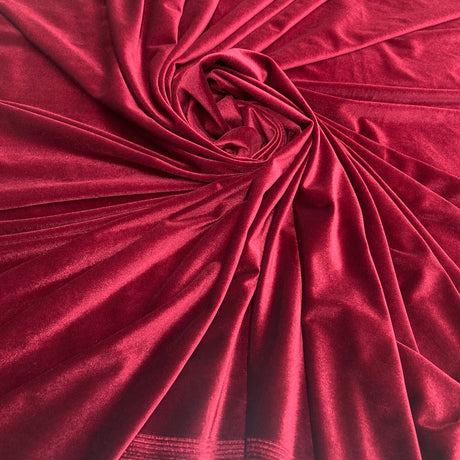 1 Yard Red Stretch Velvet Fabric Soft Plush Luxurious Material for Apparel and Costumes 60 Inch Width