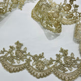 1 Yard Couture Corded Lace Trimming on Net Mesh for Dresses 3.75 Inch Width