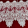 1 Yard Beaded Corded Bridal Lace Fabric Embroidered on Polyester Net Mesh
