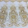 1 Yard Beaded Lace Fabric on Polyester Net Mesh, Embroidered Lace Materia, 52" Wide