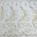 1 Yard Ivory Corded Bridal Lace Fabric Embroidered Elegant Mesh 54" Width