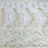 1 Yard Ivory Corded Bridal Lace Fabric Embroidered Elegant Mesh 54" Width