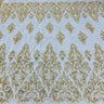 1 Yard Beaded and Sequined Lace Fabric Embroidered on Polyester Net Mesh 52 inch Width