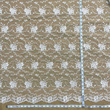 1 Yard Corded Bridal Lace Fabric Embroidered on 100 Percent Polyester Net Mesh White 52 inch Width