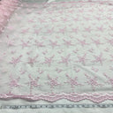 1 Yard Peach Beaded Lace Fabric Embroidered Polyester Net Mesh 53 Inch Width