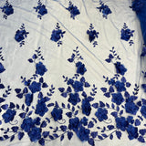 1 Yard 3D Floral Lace Fabric Embroidered Soft Tulle Net Mesh Wedding 50" Width