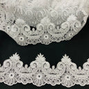 1 Yard Premium Corded Lace Trimming Embroidered Polyester Net Mesh for Gowns 4 Inch Width