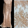 1 Yard Dazzling Silver Beaded Sequined Lace Fabric on Net Mesh 52 inch Width