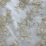 1 Yard Corded Bridal Lace Fabric Embroidered Net Mesh Sage Pink 53" Width